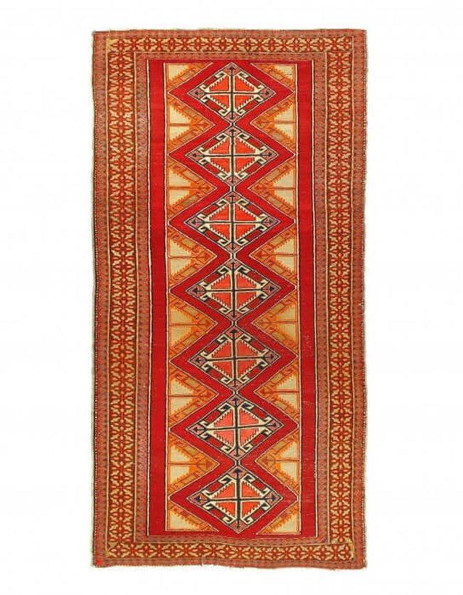 Canvello Antique Geometric Kazak Caucasian - 4'9'' X 9'9'' - Canvello