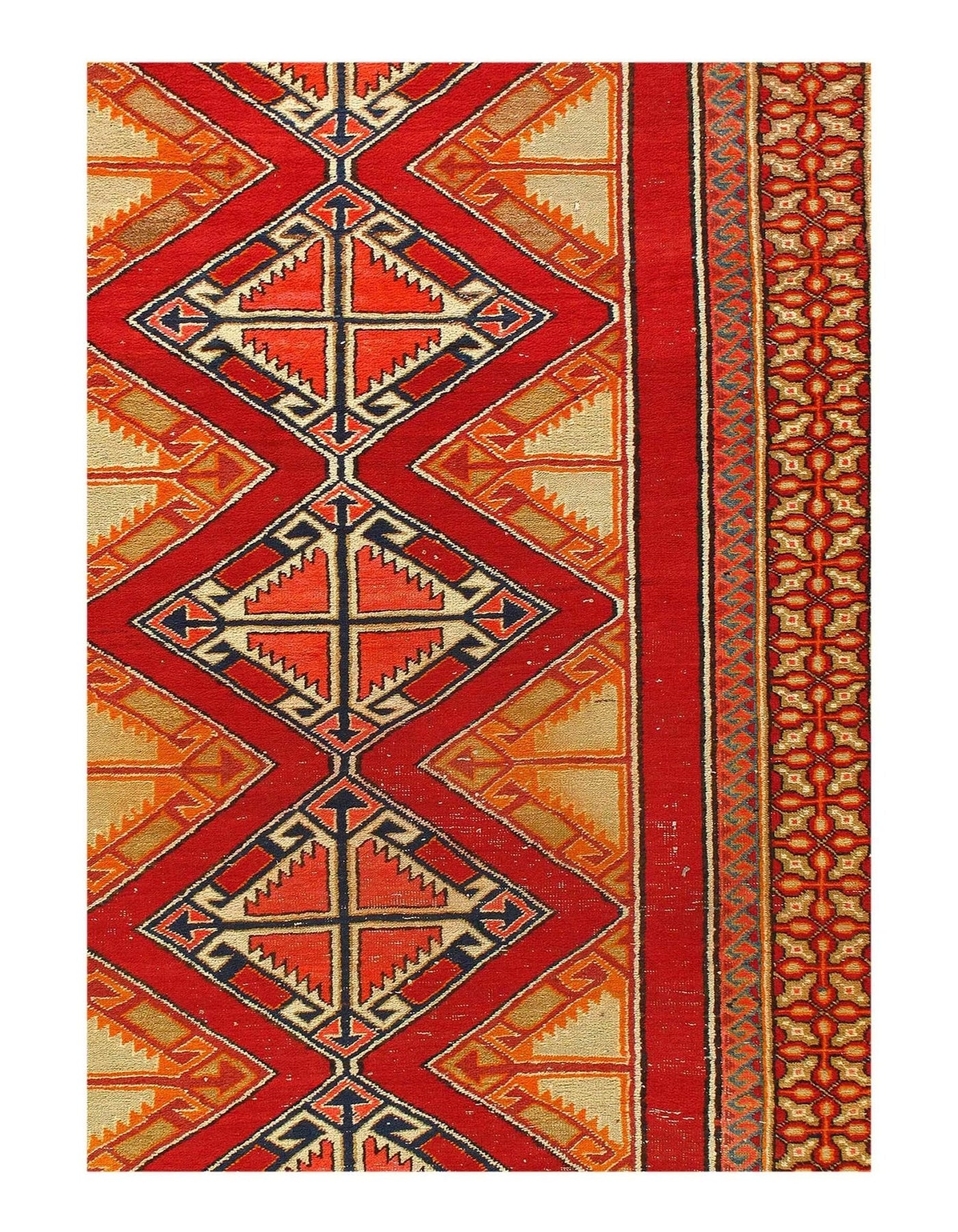 Canvello Antique Geometric Kazak Caucasian - 4'9'' X 9'9'' - Canvello