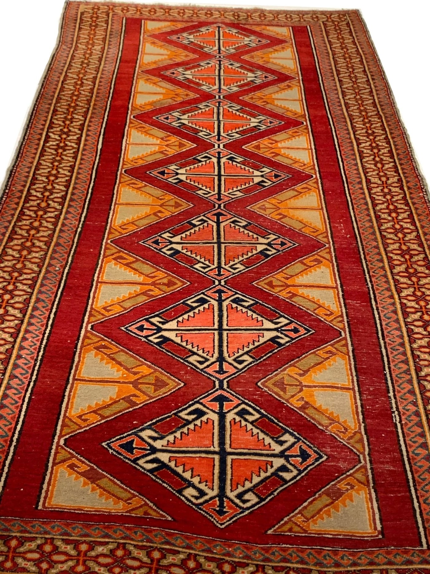 Canvello Antique Geometric Kazak Caucasian - 4'9'' X 9'9'' - Canvello