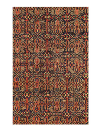 Canvello Antique Hamadan Blue And Brown Rug - 3'11'' X 6'2'' - Canvello