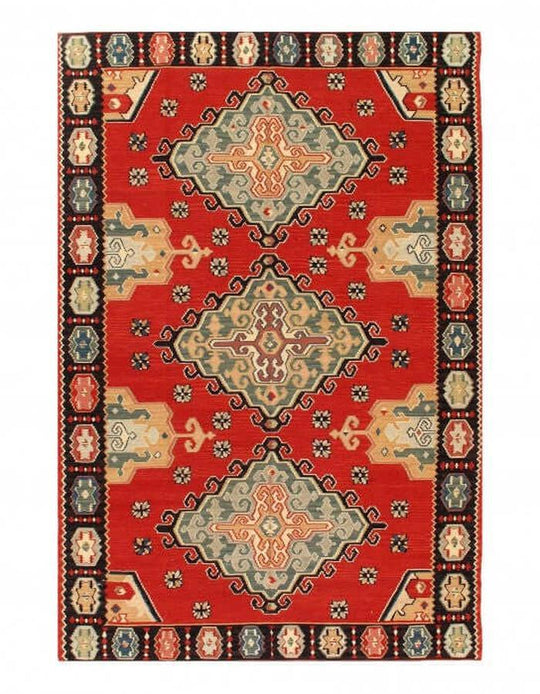 Canvello Antique Hand Knotted Red Rug - 5'9'' X 8'8''