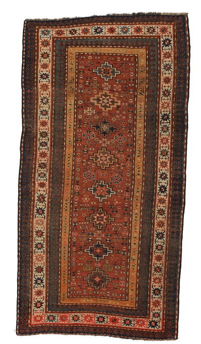 Canvello Antique Hand Made Casual All Over Persian Shirvan Rug - 4'0'' X 7'9''