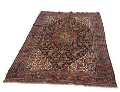 Canvello Antique Hand Made Formal Medallion Silkroad Seneh Rug - 4'5'' X 6'8'' - Canvello