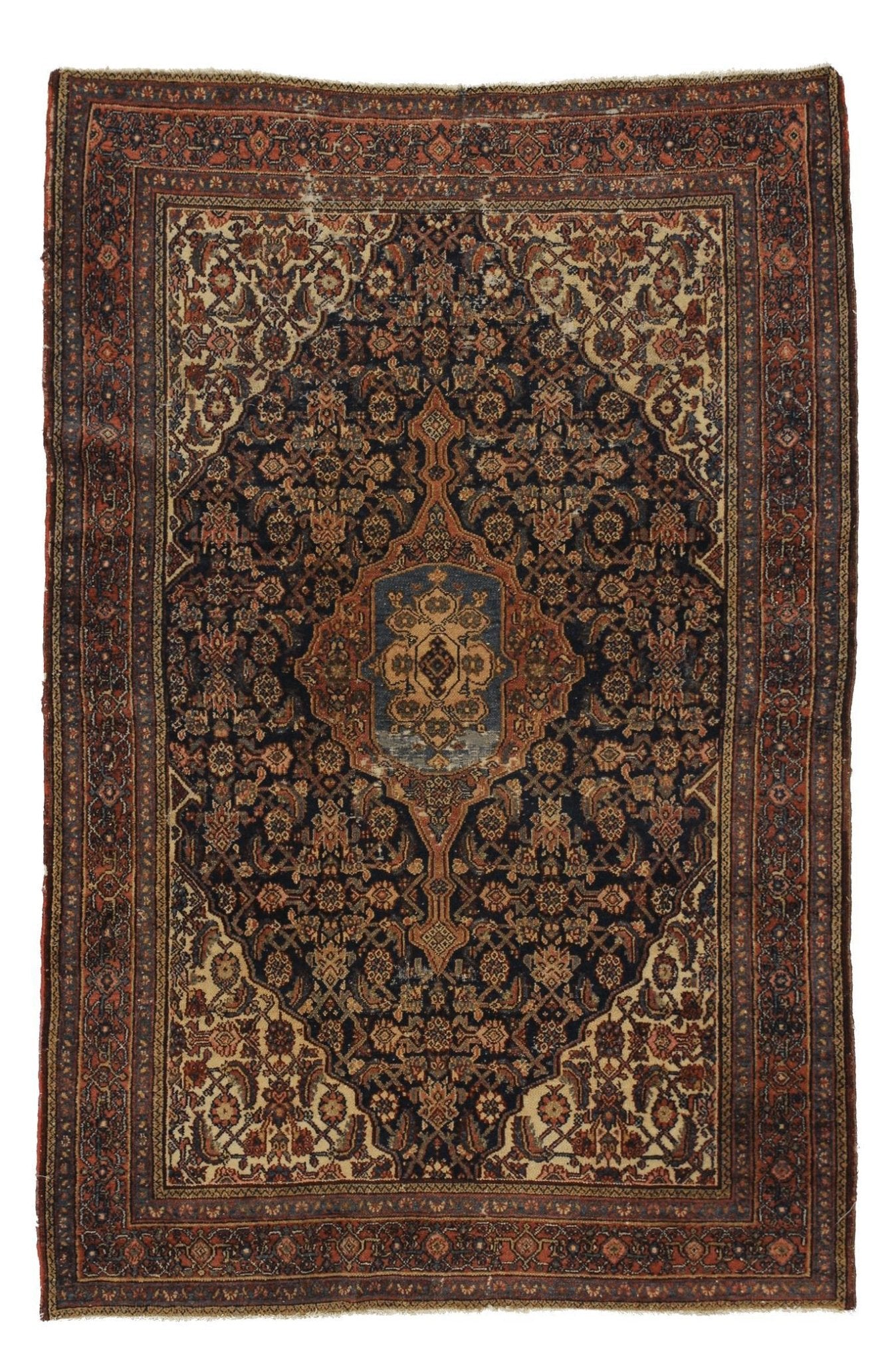 Canvello Antique Hand Made Formal Medallion Silkroad Seneh Rug - 4'5'' X 6'8'' - Canvello