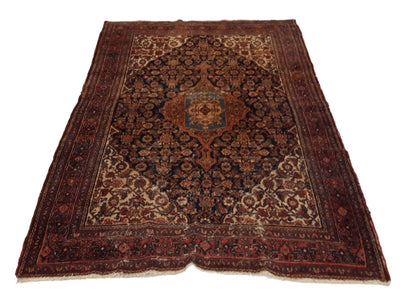 Canvello Antique Hand Made Formal Medallion Silkroad Seneh Rug - 4'5'' X 6'8'' - Canvello