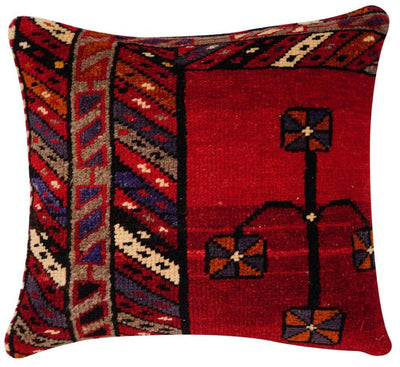 Canvello Antique Handmade Rug Red Cushion - 14"x14" - Canvello