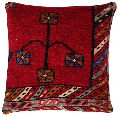 Canvello Antique Handmade Rug Red Cushions - 14"x14" - Canvello