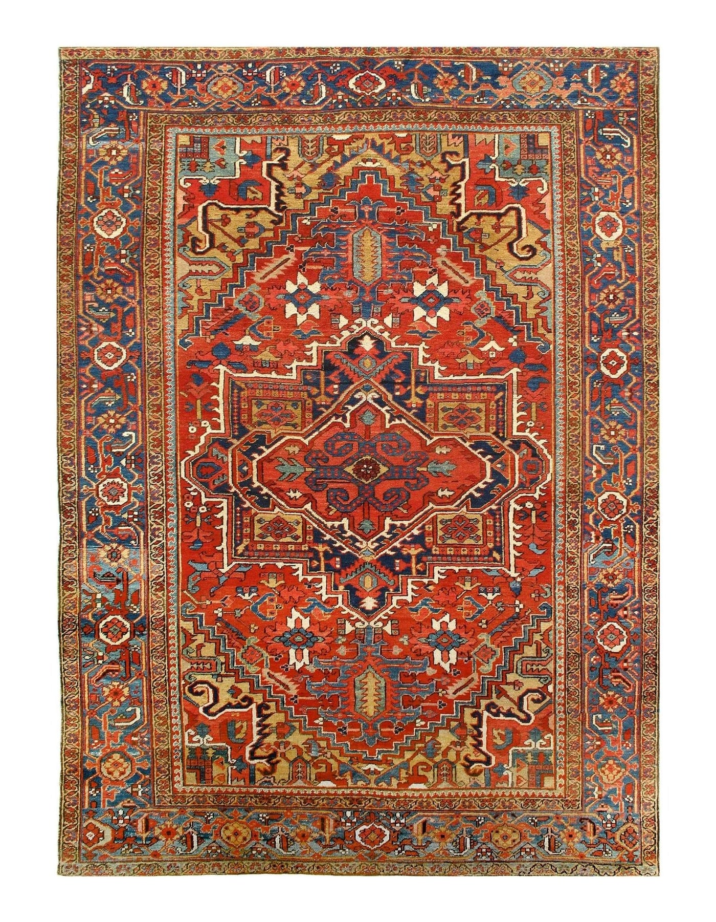 Canvello Antique Heriz Rust And Blue Rug - 8' x 11' - Canvello