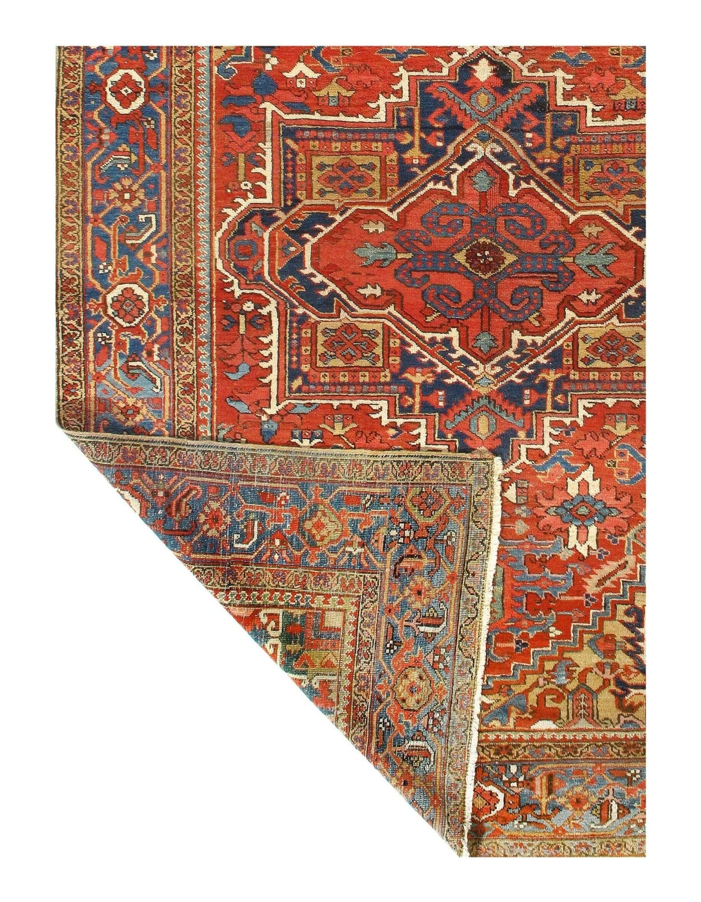 Canvello Antique Heriz Rust And Blue Rug - 8' x 11' - Canvello