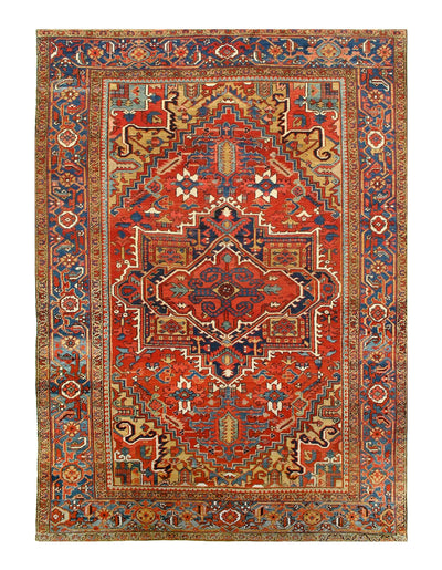 Canvello Antique Heriz Rust And Blue Rug - 8' x 11'