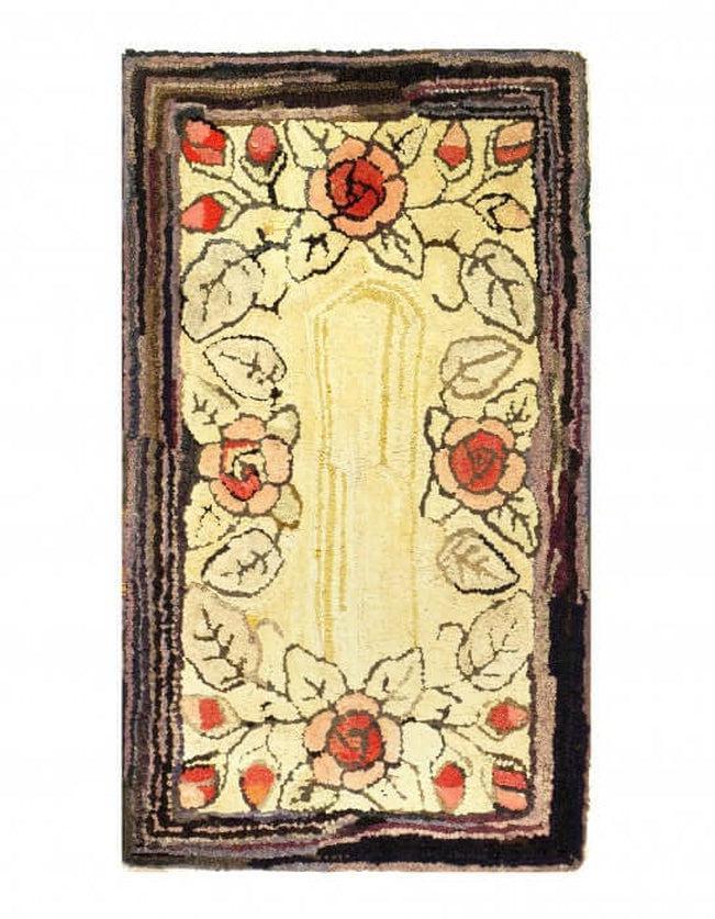 Canvello ANTIQUE HOOKED AMERICAN RUG - 1'7'' X 2'8'' - Canvello