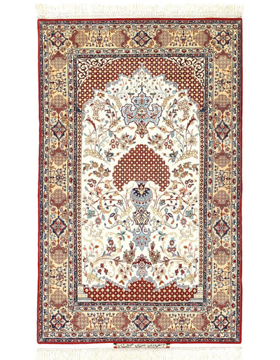 Canvello Antique Isfahan Serafian Silkroad Silk Rug - 3'4'' X 5'5'' - Canvello