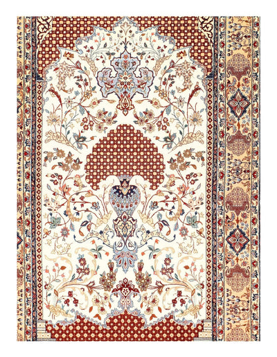 Canvello Antique Isfahan Serafian Silkroad Silk Rug - 3'4'' X 5'5'' - Canvello