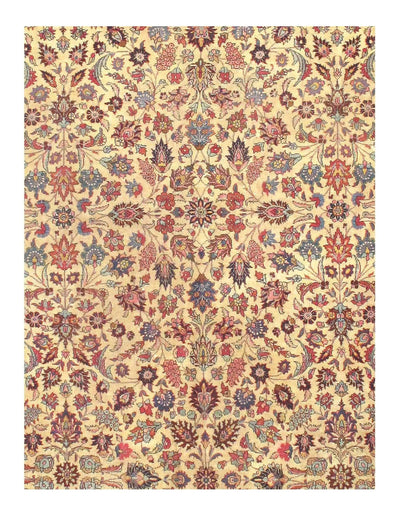 Canvello Antique Ivory Persian Tabriz Rug - 9'6" X 15'