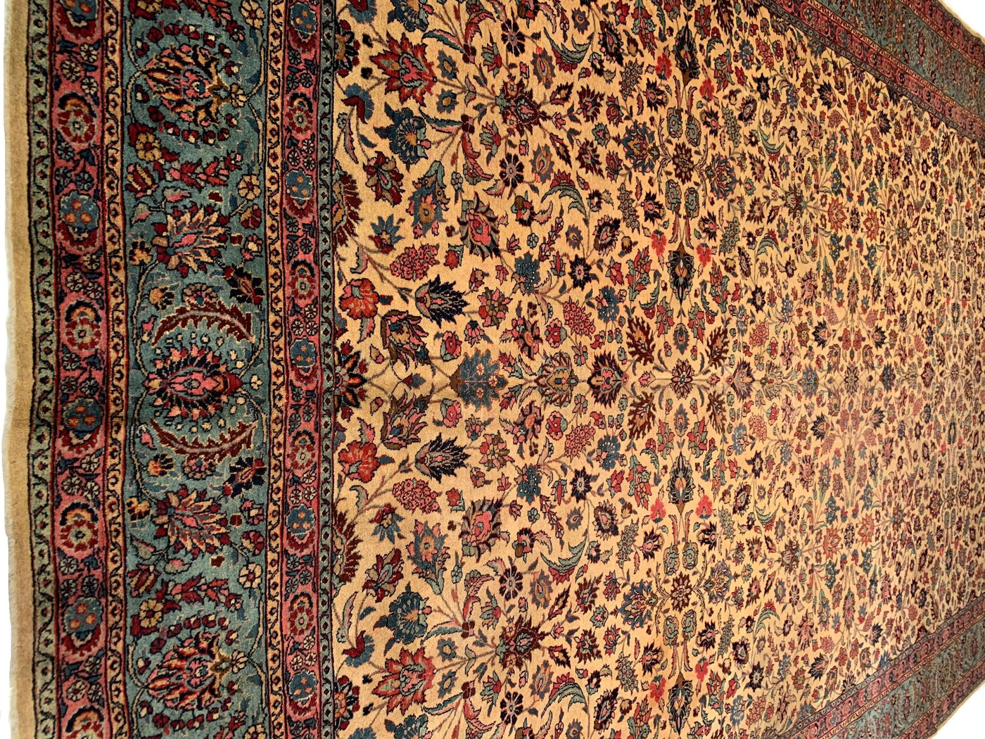 Canvello Antique Ivory Persian Tabriz Rug - 9'6" X 15'