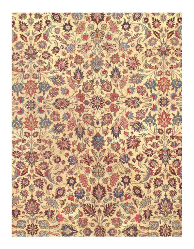 Canvello Antique Ivory Silkroad Tabriz Rug - 9'6" X 15' - Canvello