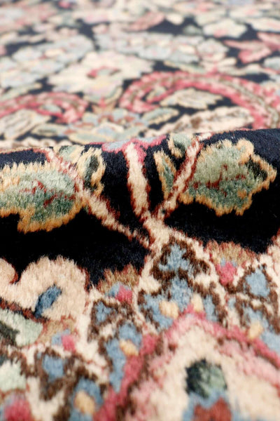 Canvello Antique Kerman Lamb's Wool Blue Pink Rug - 10'9" x 17'8"