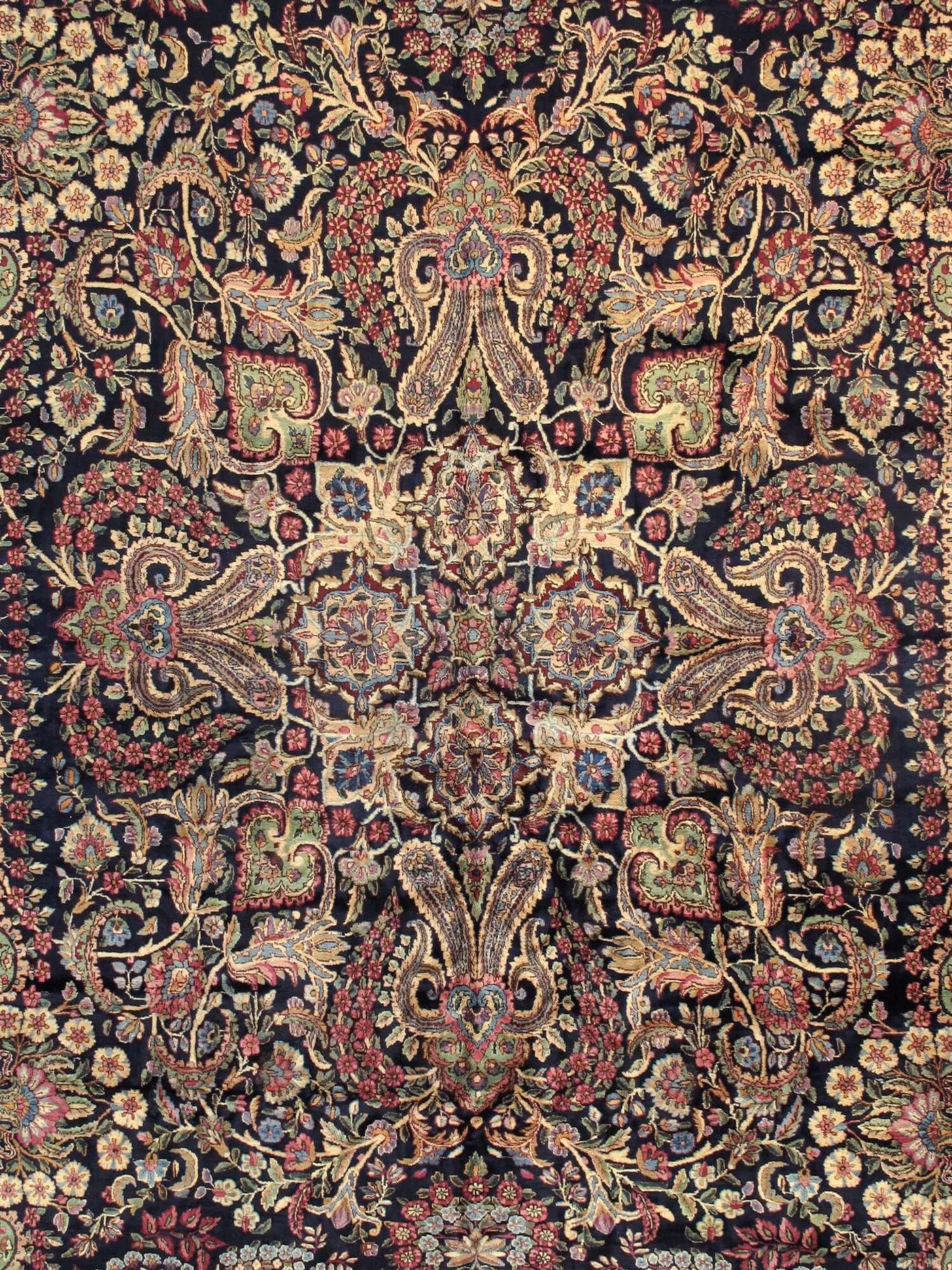 Canvello Antique Kerman Lamb's Wool Blue Pink Rug - 10'9" x 17'8" - Canvello