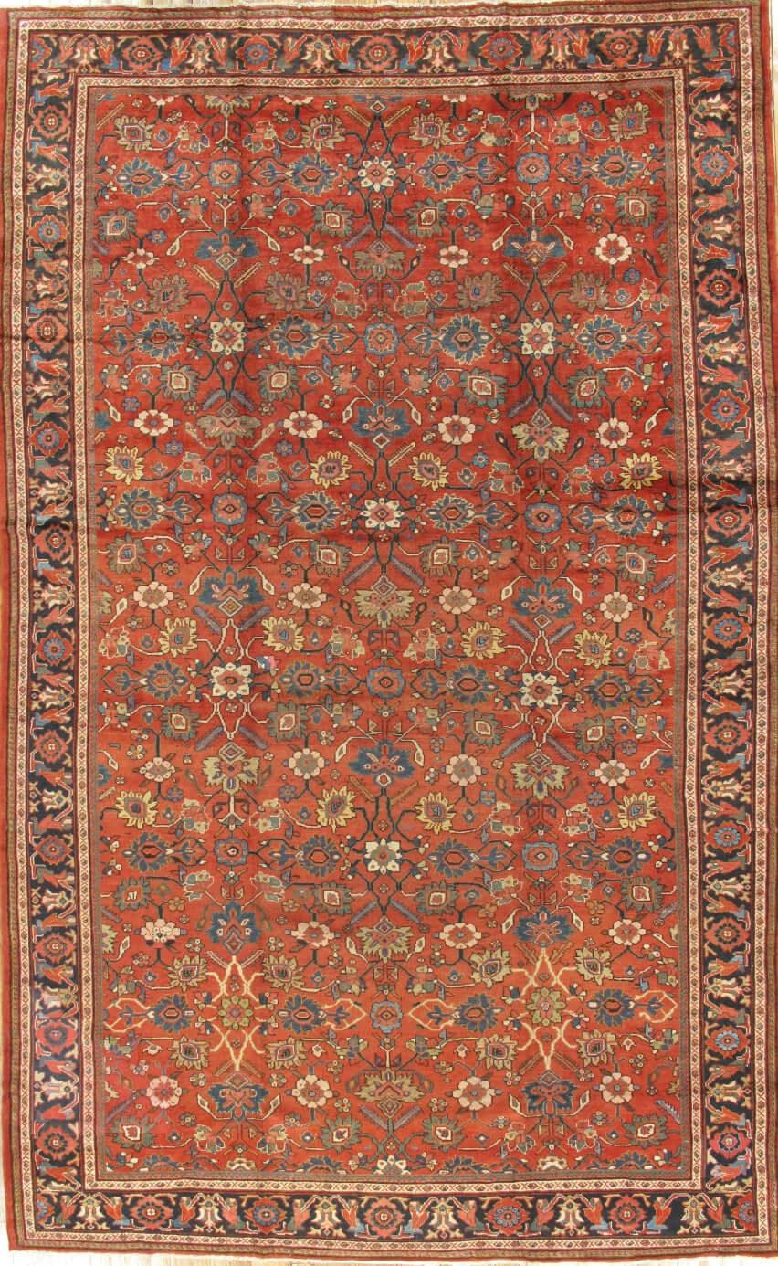 Canvello Antique Mahal Hand-Knotted Lamb's Wool Area Rug-10'2" X 16'8"