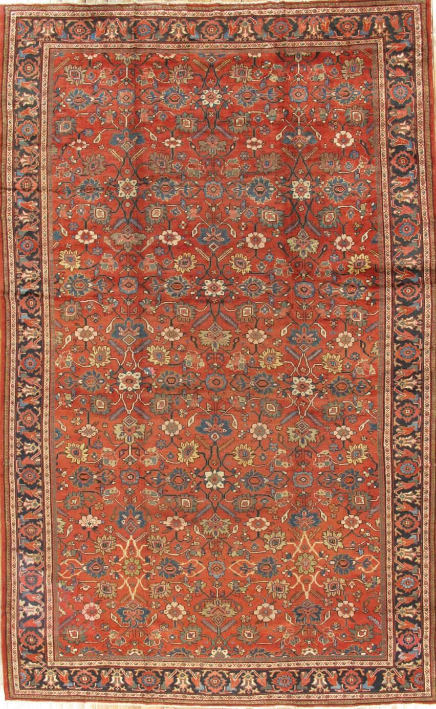 Canvello Antique Mahal Hand - Knotted Lamb's Wool Area Rug - 10'2" X 16'8" - Canvello