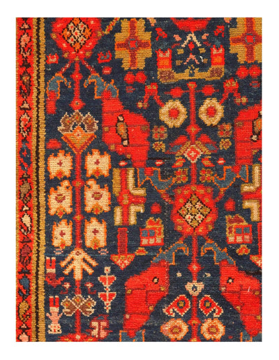 Canvello Antique Malayer Blue Runner Rug - 3'2" X 102"