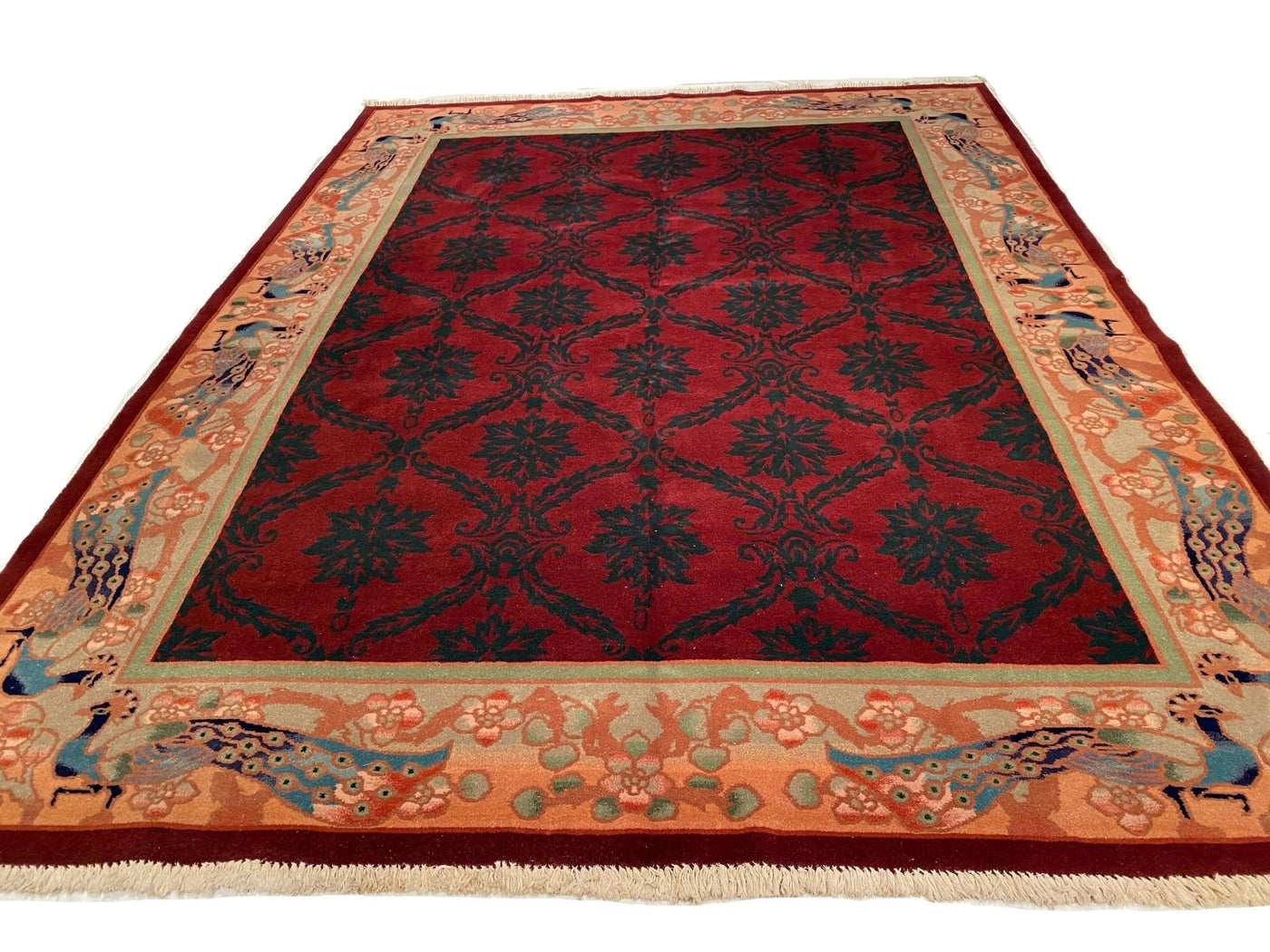 Canvello Antique Red Chinese Art Deco Rug - 8'5'' X 11'4'' - Canvello