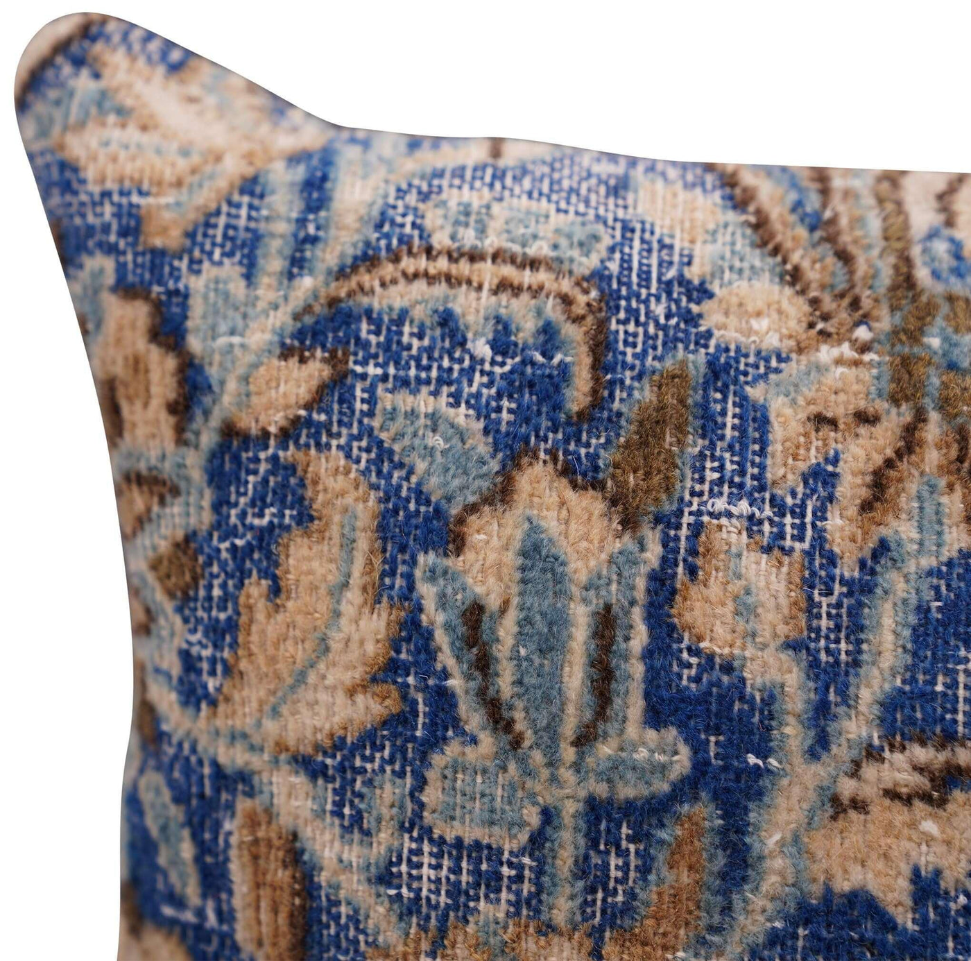 Canvello Antique Rug Blue And Brown Throw Pillows - 18"x18"