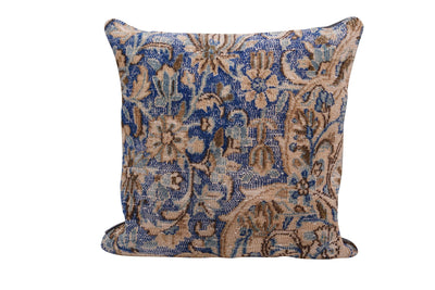 Canvello Antique Rug Blue And Brown Throw Pillows - 18"x18"