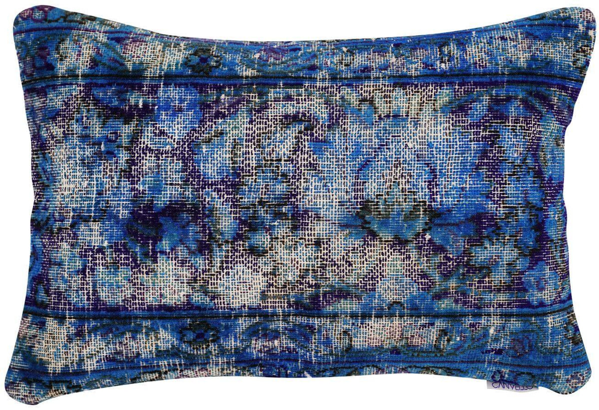 Canvello Antique Rug Royal Blue Throw Pillows - 16"x24"
