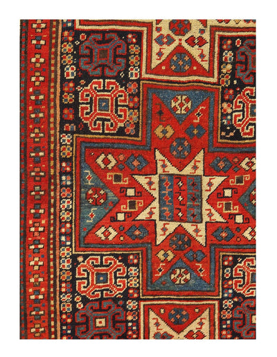 Canvello Antique Russian Kazak Navy Blue Rug - 3'5'' X 9'8'' - Canvello