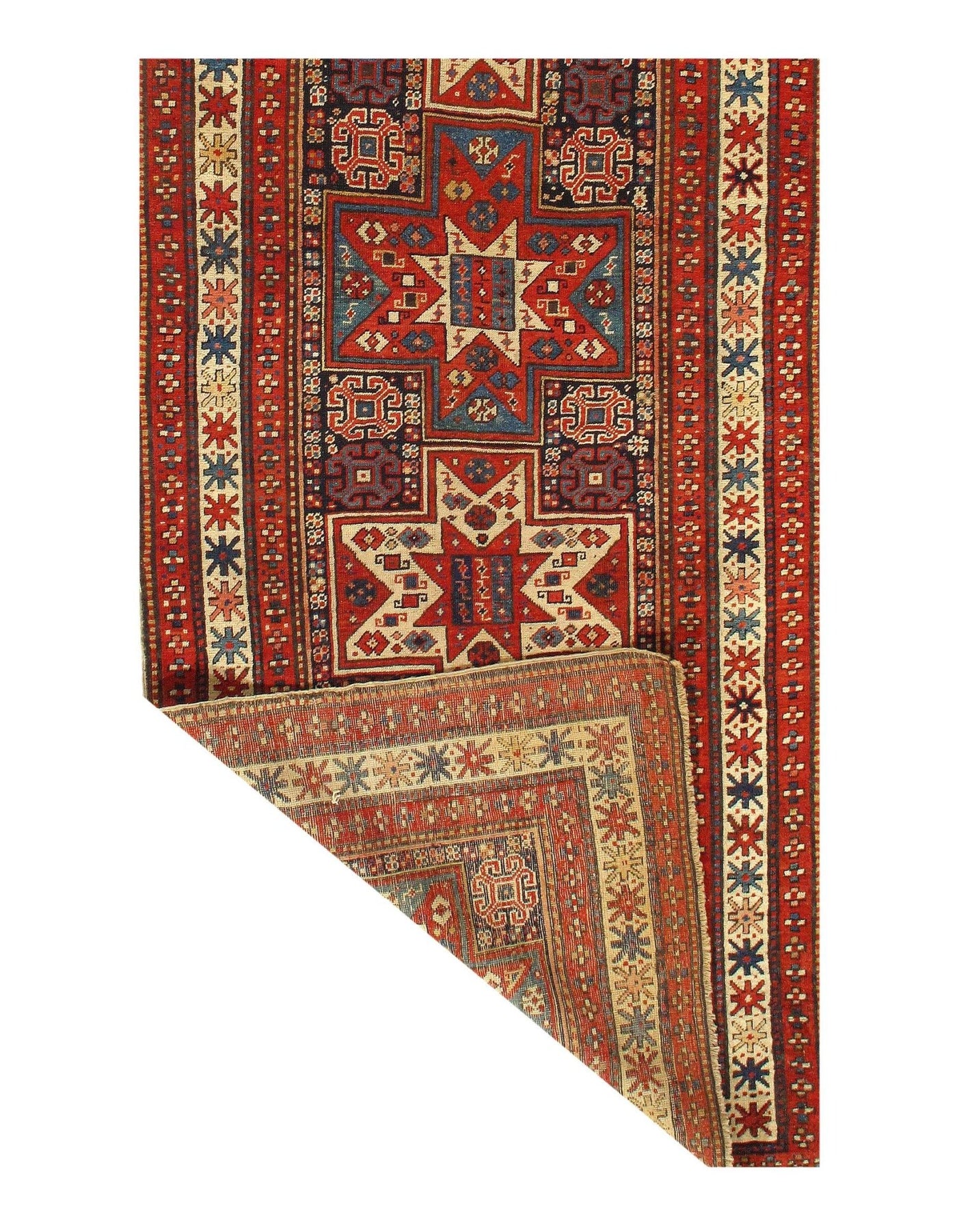 Canvello Antique Russian Kazak Navy Blue Rug - 3'5'' X 9'8'' - Canvello