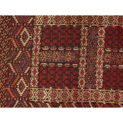 Canvello Antique Russian Tekkeh Rug - 4'4" x 5'7" - Canvello