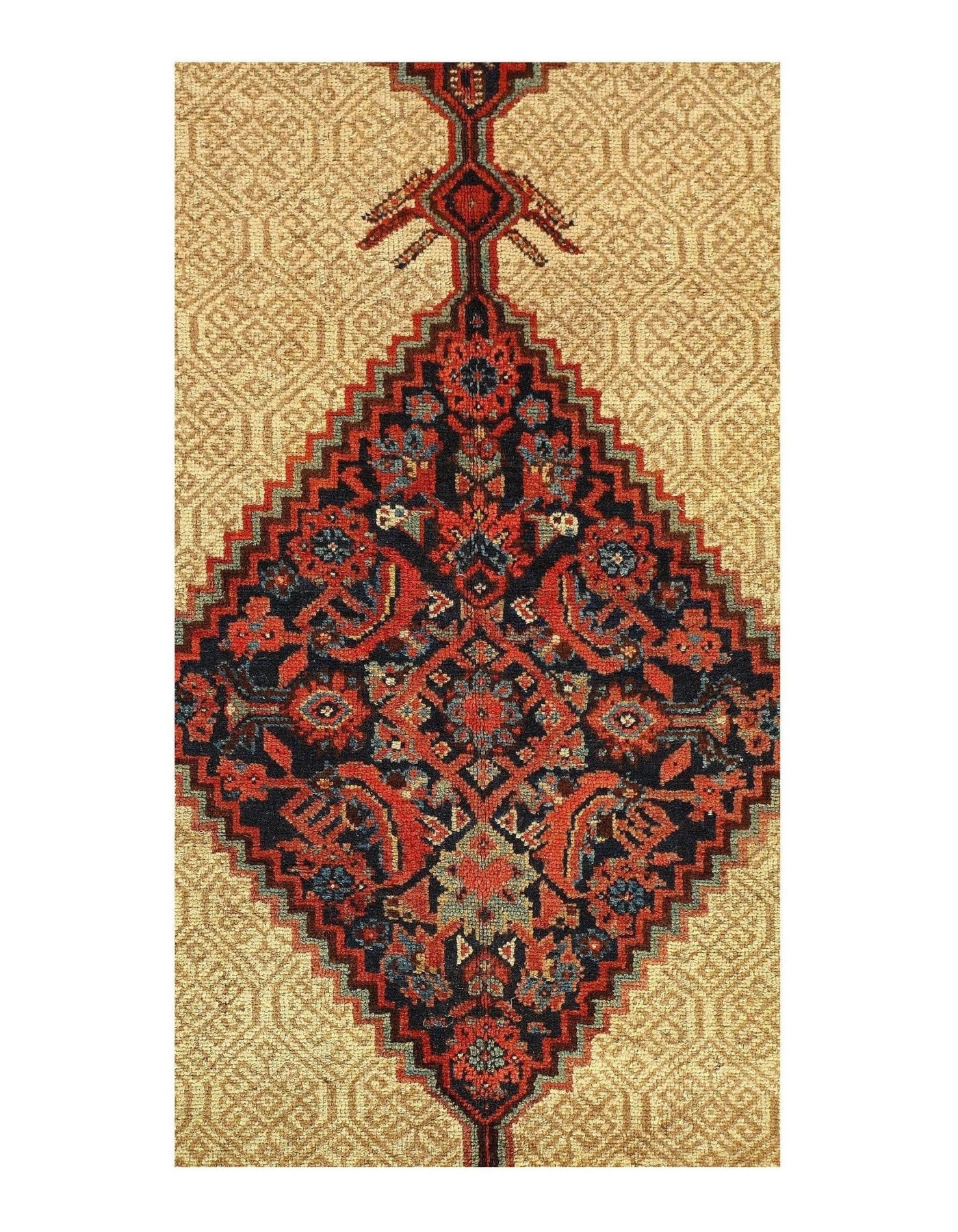 Canvello Antique Saravand Black And Beige Rug - 6'9'' X 19' - Canvello