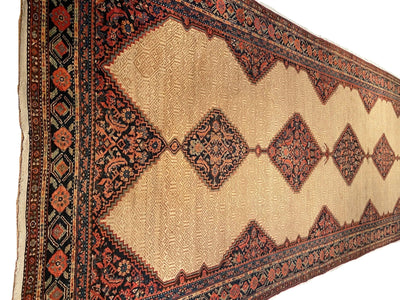 Canvello Antique Saravand Black And Beige Rug - 6'9'' X 19' - Canvello