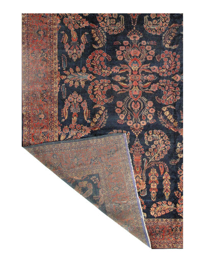 Canvello Antique Sarouk Large Blue Rug - 12' X 18'9" - Canvello