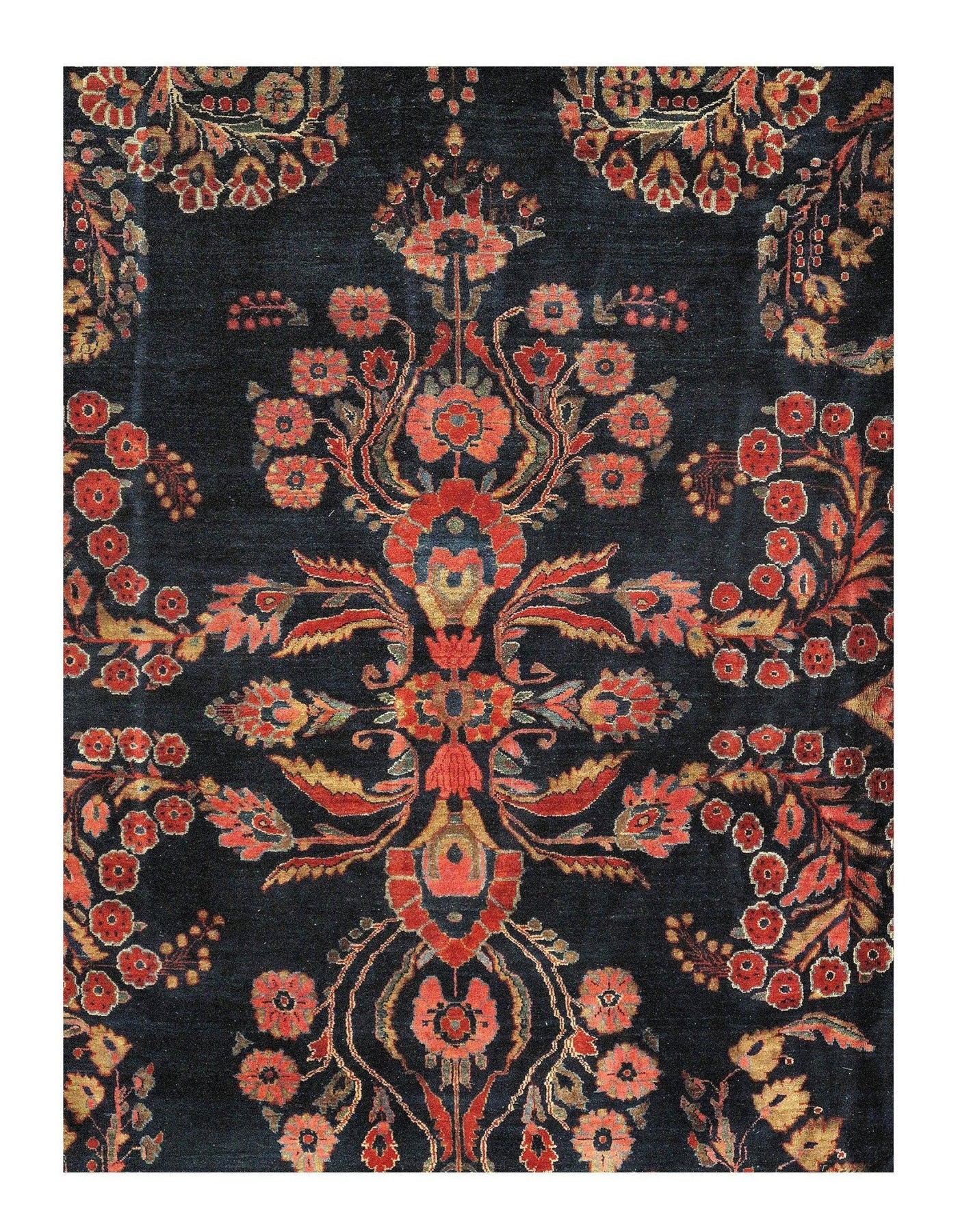 Canvello Antique Sarouk Large Blue Rug - 12' X 18'9" - Canvello