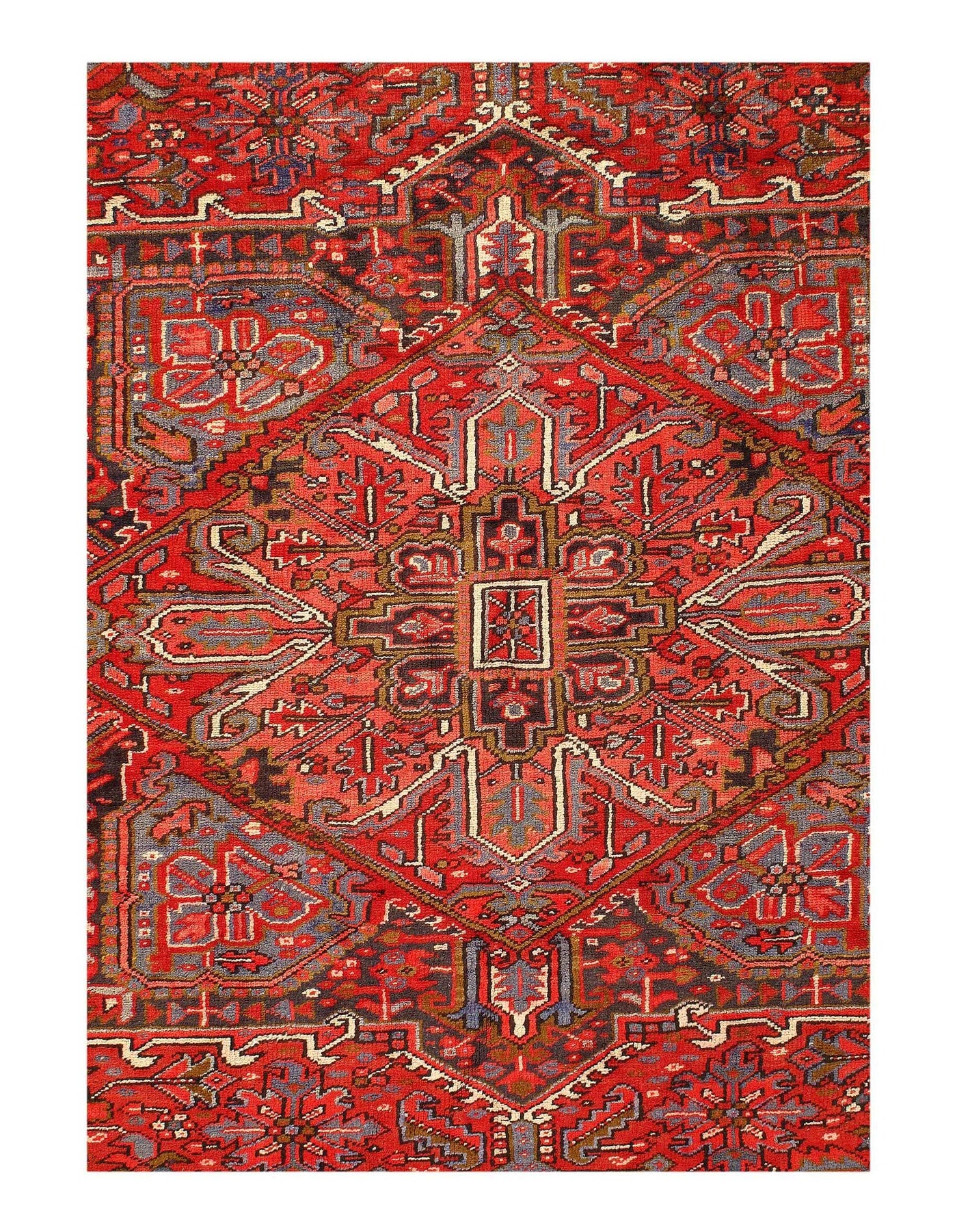 Canvello Antique Persian Heriz Large Wool Rug - 9'6'' X 12'7''