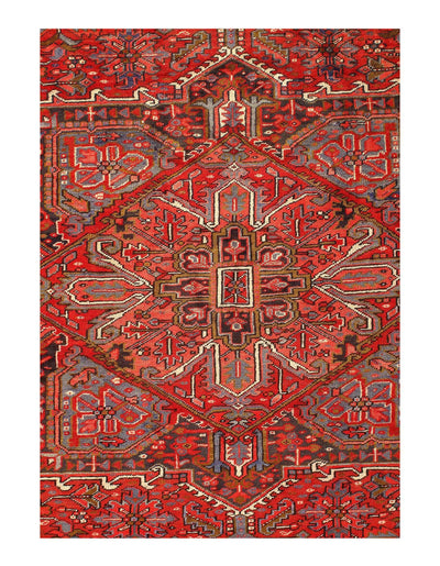 Canvello Antique Persian Heriz Large Wool Rug - 9'6'' X 12'7''