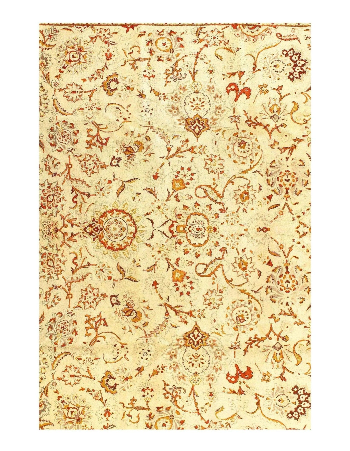 Canvello Antique Silkroad Ivory Kashan Rug - 10'11" x 15'9" - Canvello