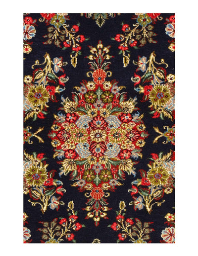 Canvello Antique Silkroad Qum Dark Blue Rug - 3'6" x 5'2" - Canvello