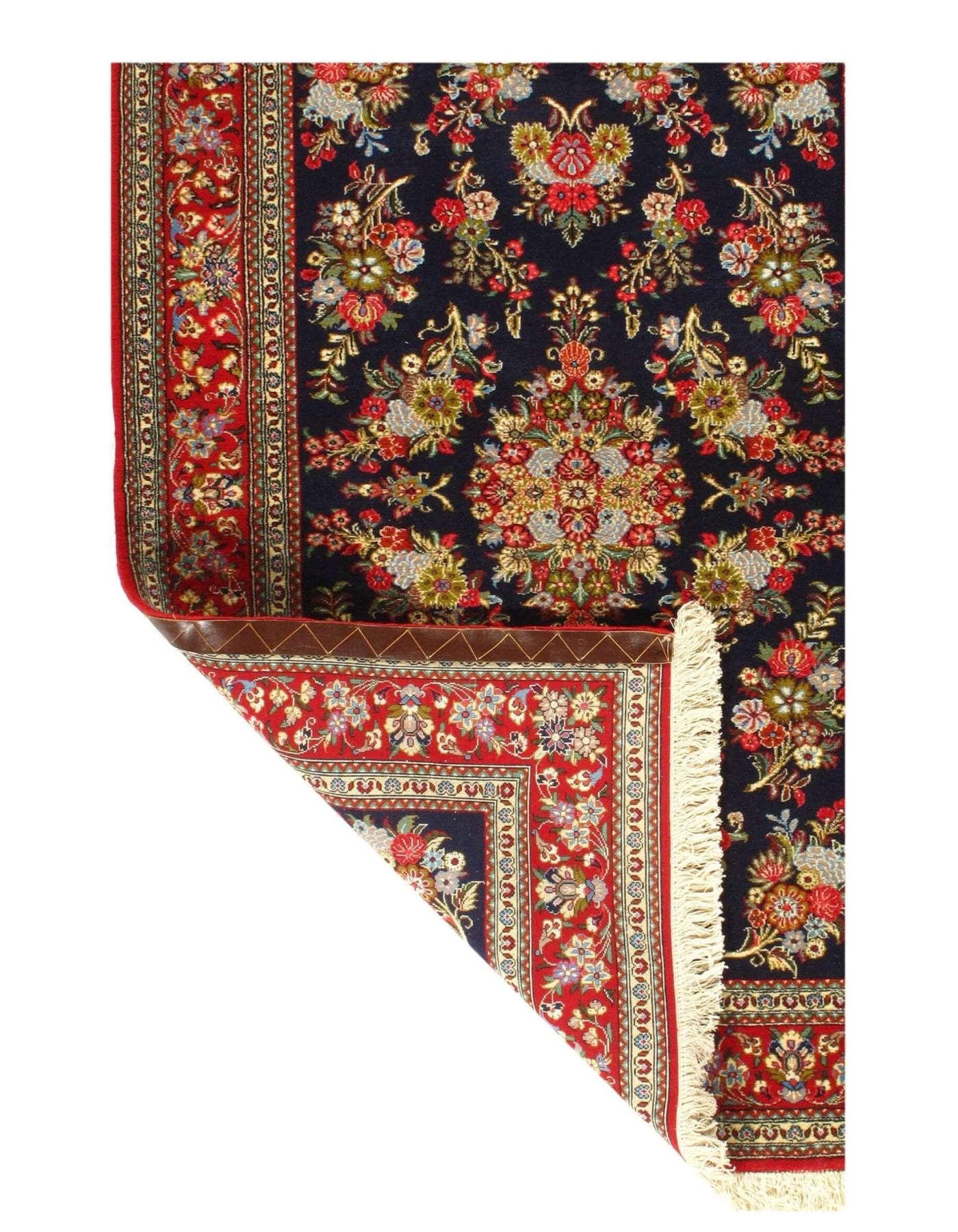 Canvello Antique Silkroad Qum Dark Blue Rug - 3'6" x 5'2" - Canvello