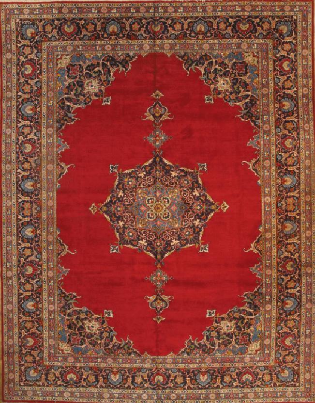 Canvello Antique Persian Red Kashan Rug - 10'11'' X 14'2''