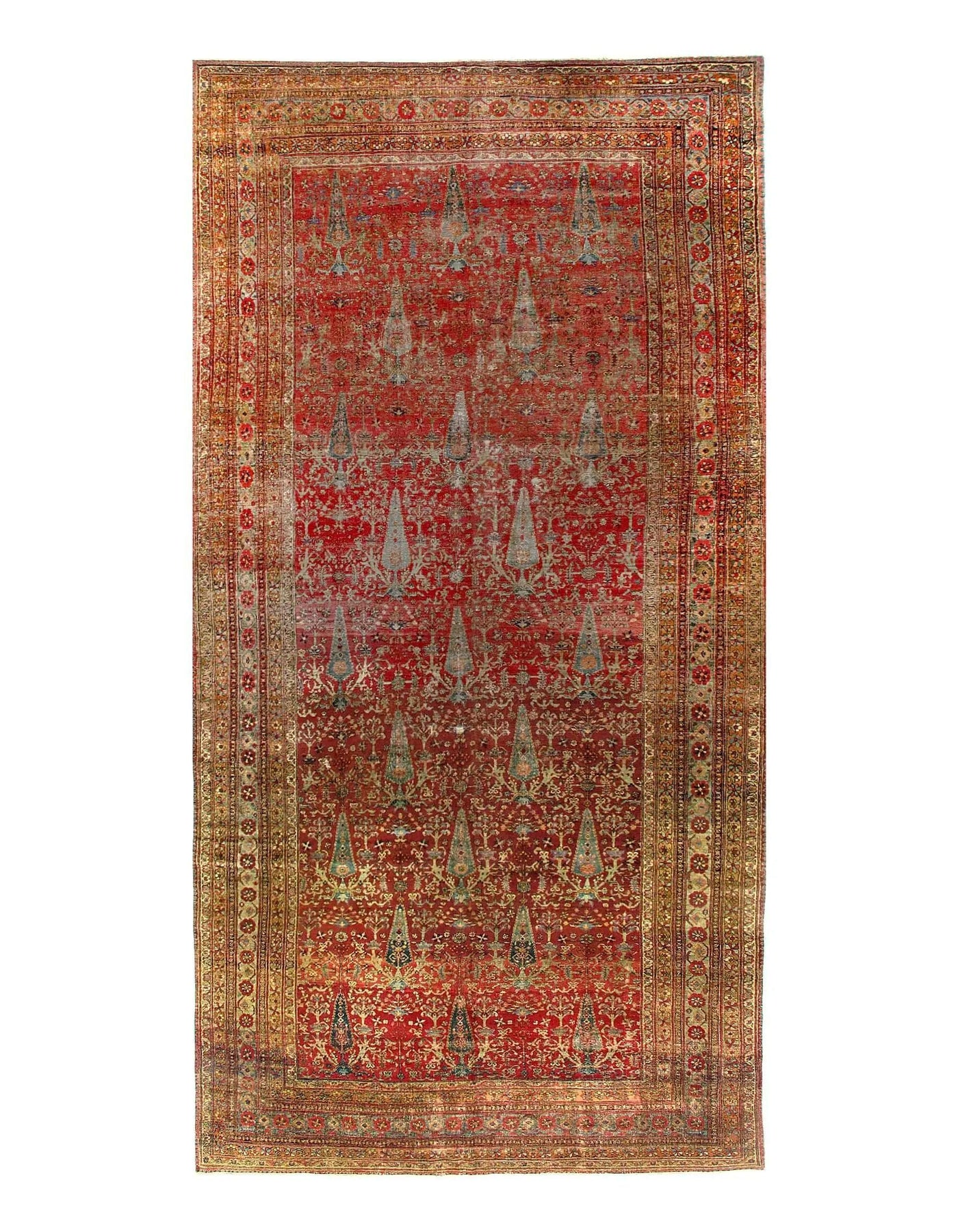 Canvello Antique Persian Rust And Green Rug - 7'7'' X 16'7''