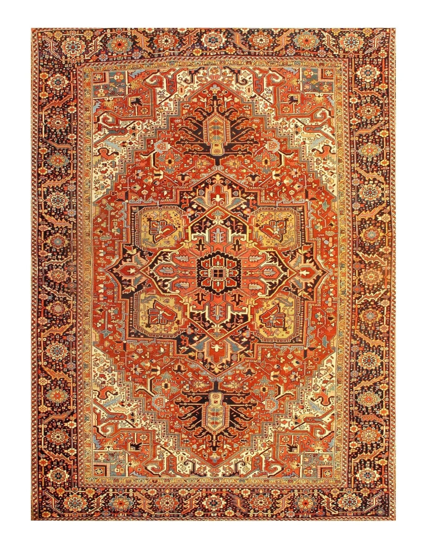 Canvello Antique Silkroad Rust Heriz Rug - 10′ × 13′8″ - Canvello