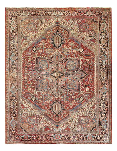 Canvello Antique Persian Serapi Rust Wool Rug - 9'11" X 12'6"