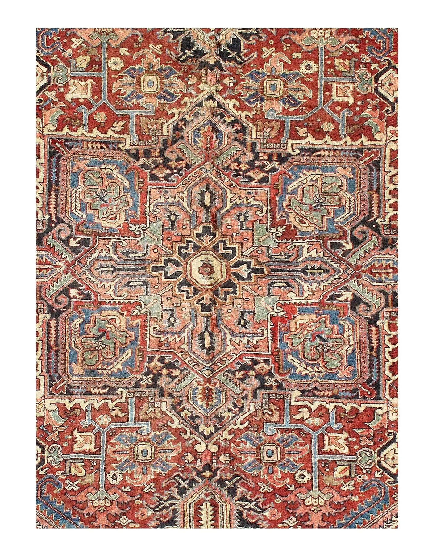 Canvello Antique Persian Serapi Rust Wool Rug - 9'11" X 12'6"