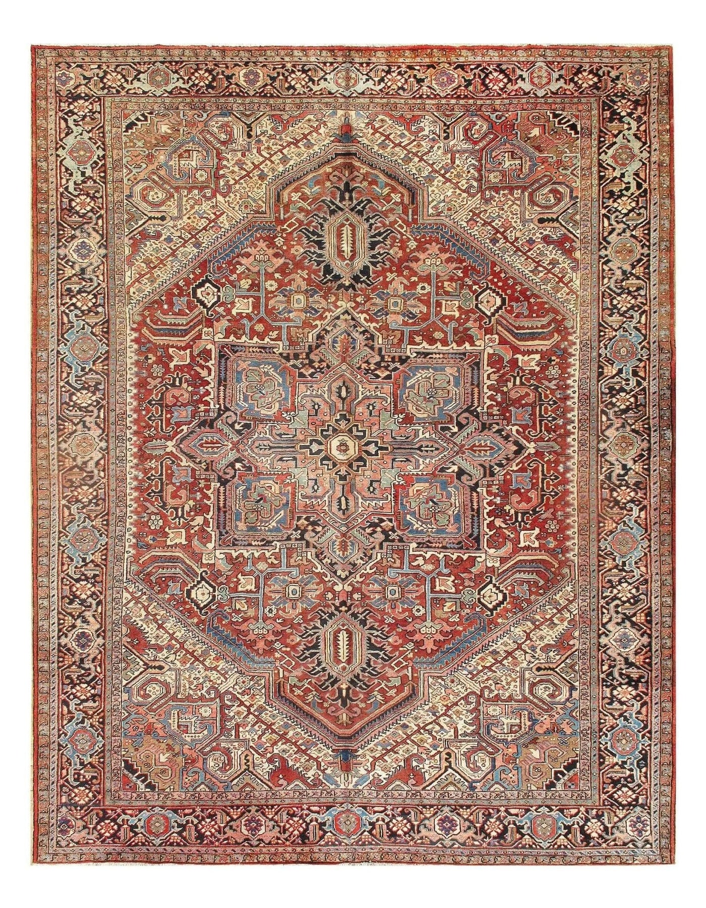 Canvello Antique Silkroad Serapi Rust Wool Rug - 9'11" X 12'6" - Canvello