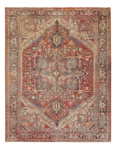 Canvello Antique Silkroad Serapi Rust Wool Rug - 9'11" X 12'6" - Canvello