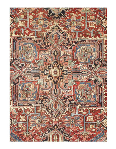 Canvello Antique Silkroad Serapi Rust Wool Rug - 9'11" X 12'6" - Canvello