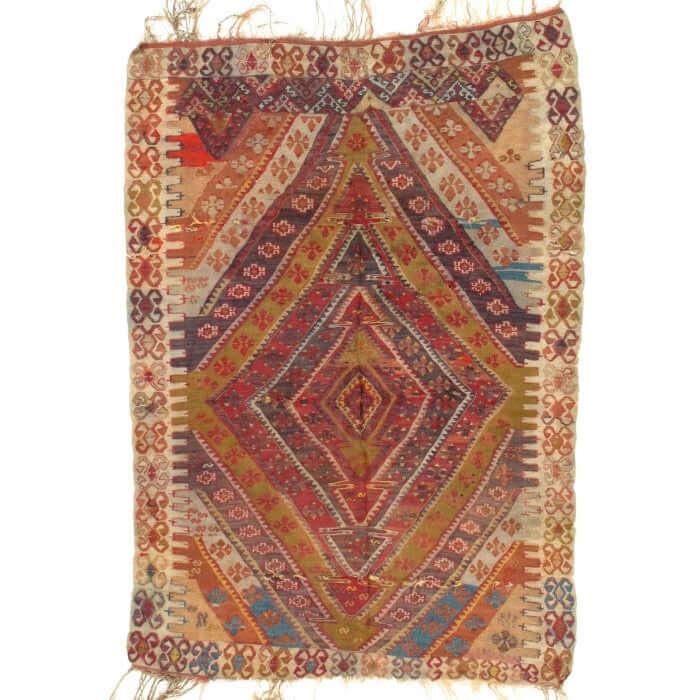 Canvello Antique Silkroad Shiraz Kilim Small Rugs - 3'8" x 5'4" - Canvello